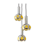 Vintage chrome cascade hanging lamp with yellow inserts