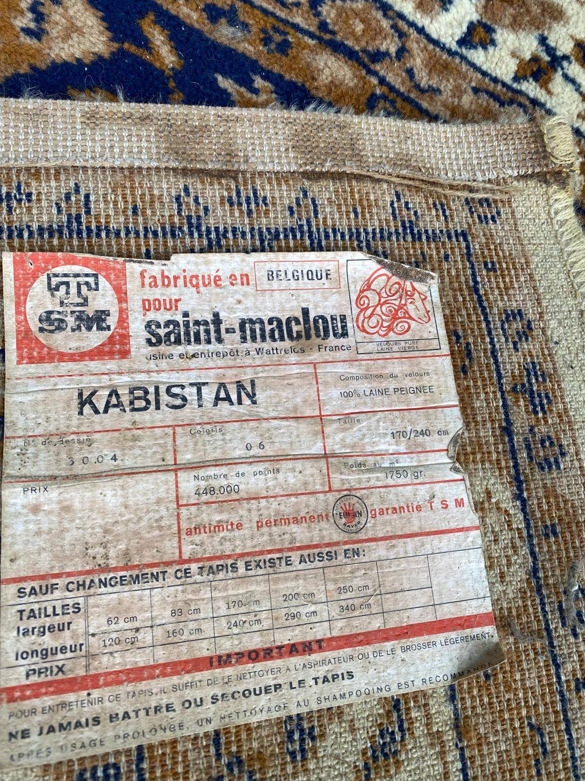 Handmade Persian wool rug gold Kabistan Saint Maclou 170x240cm