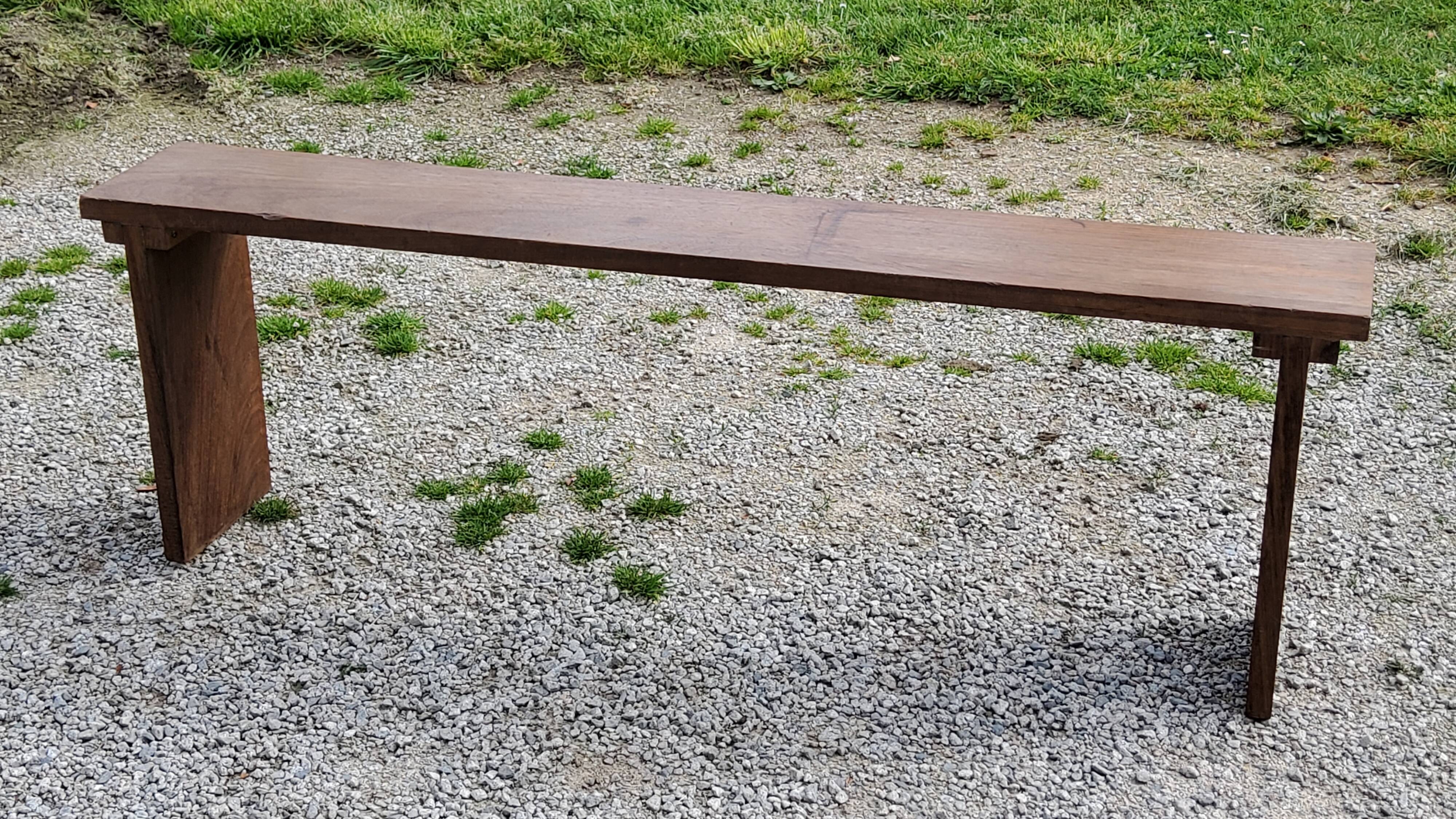 Brutalist bench of the 30s in solid mahogany