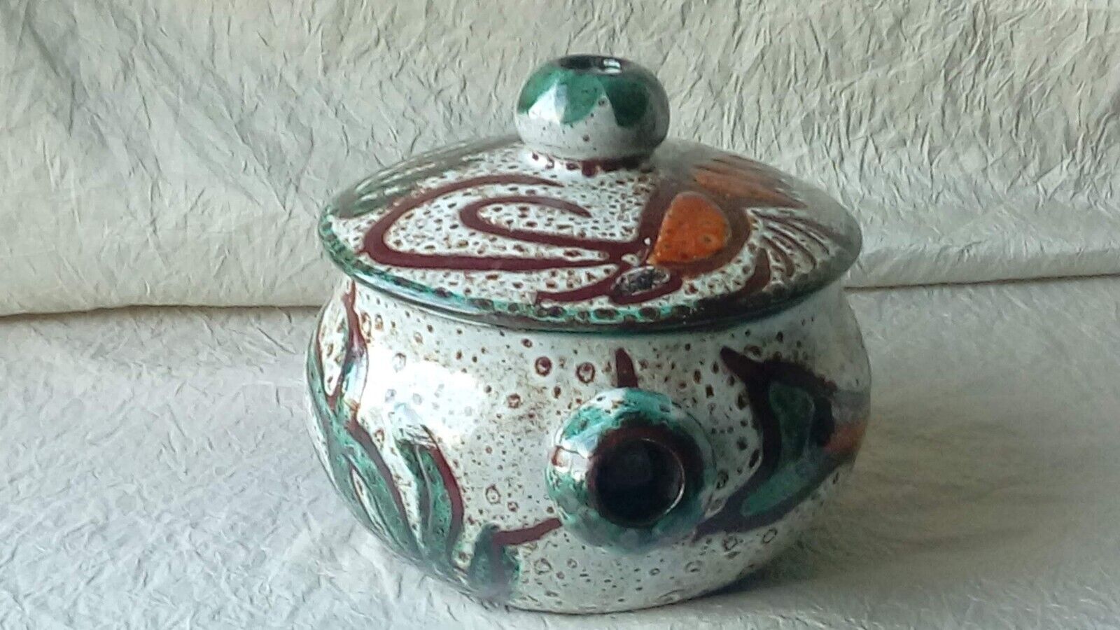 Soupiere ceramic broth vallauris decor vintage fish
