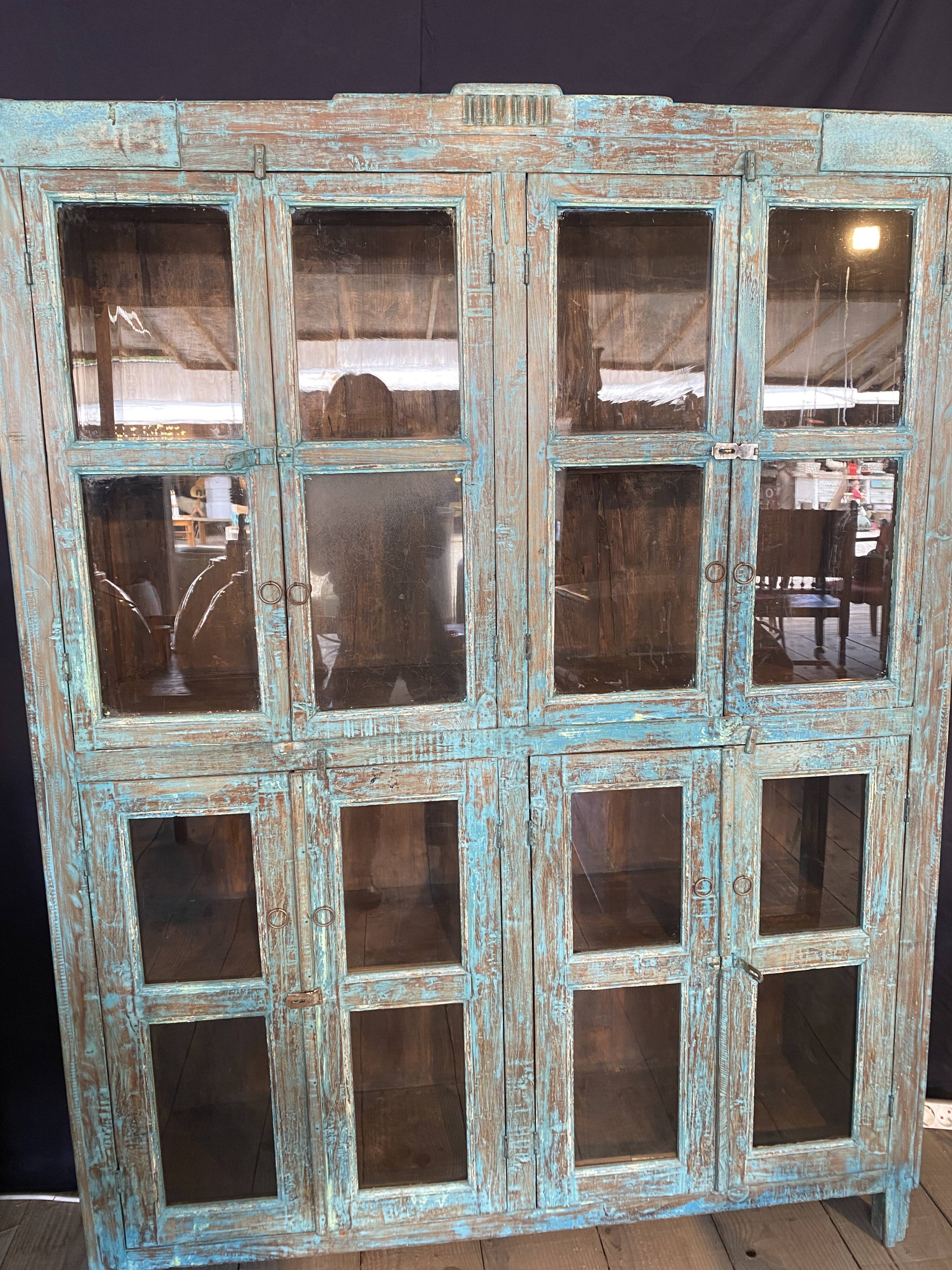 Glazed buffet in blue lacquered teak
