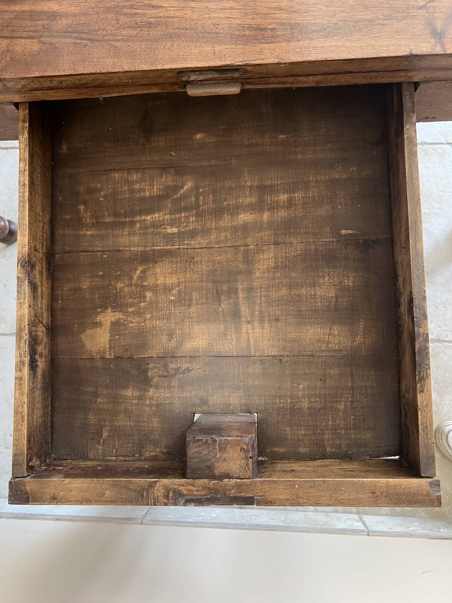 Louis-Philippe XIXth century demi-lune console table in solid walnut – seats 6 people.
