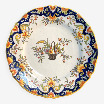 Decorative earthenware plate from Rouen 20th century