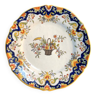 Decorative earthenware plate from Rouen 20th century