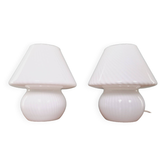 Paire de lampes champignon en verre de Murano, années 70-80