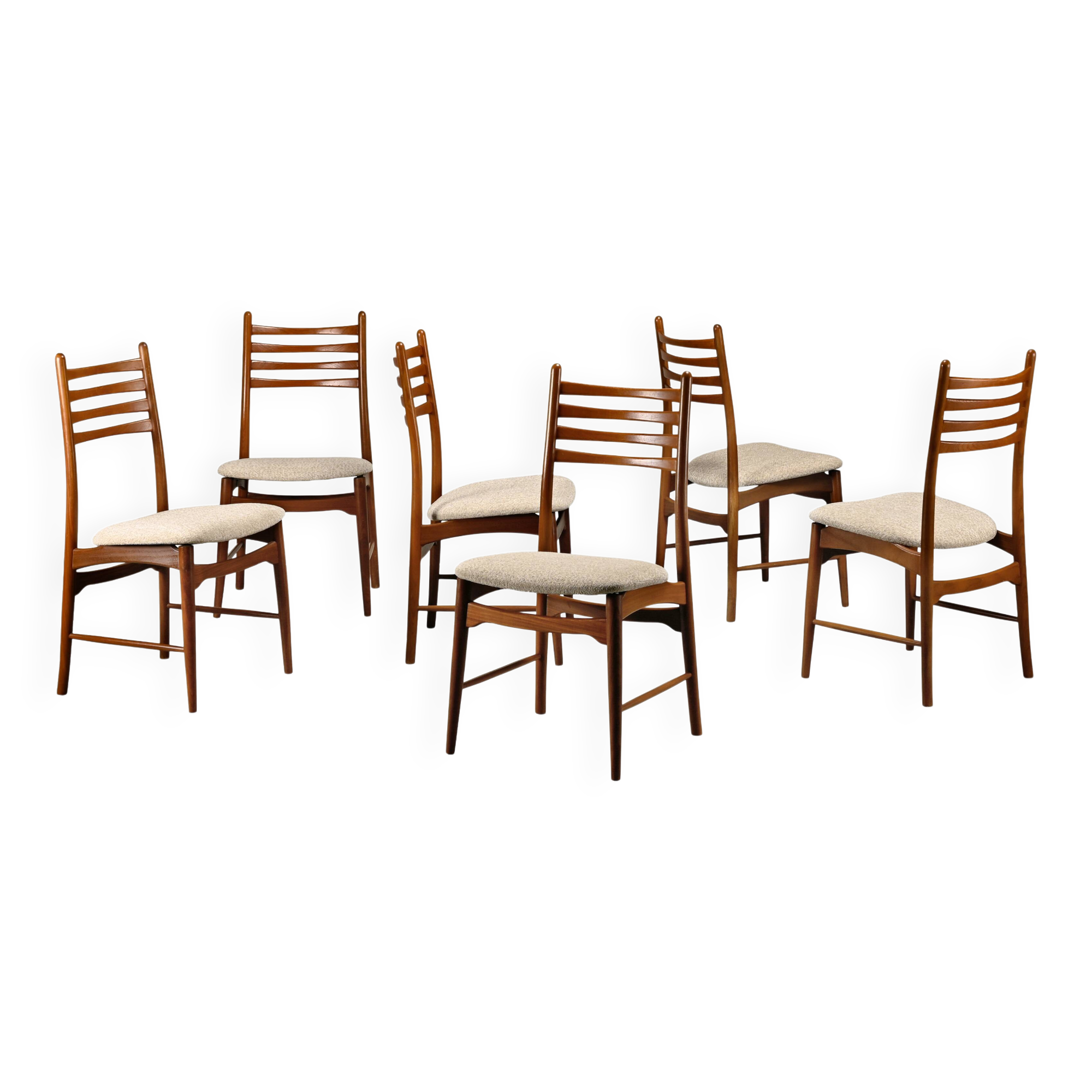 Chaises de salle à manger Georg Leowald en teck et tissu pour Wilkhahn, Allemagne, années 1960.