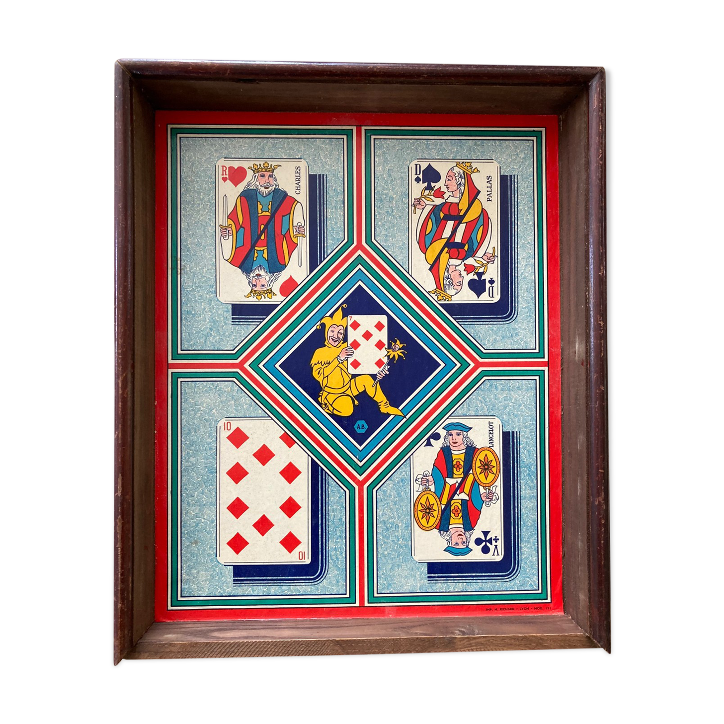Jeu de société Nain Jaune époque XXe coffret et compartiments en bois