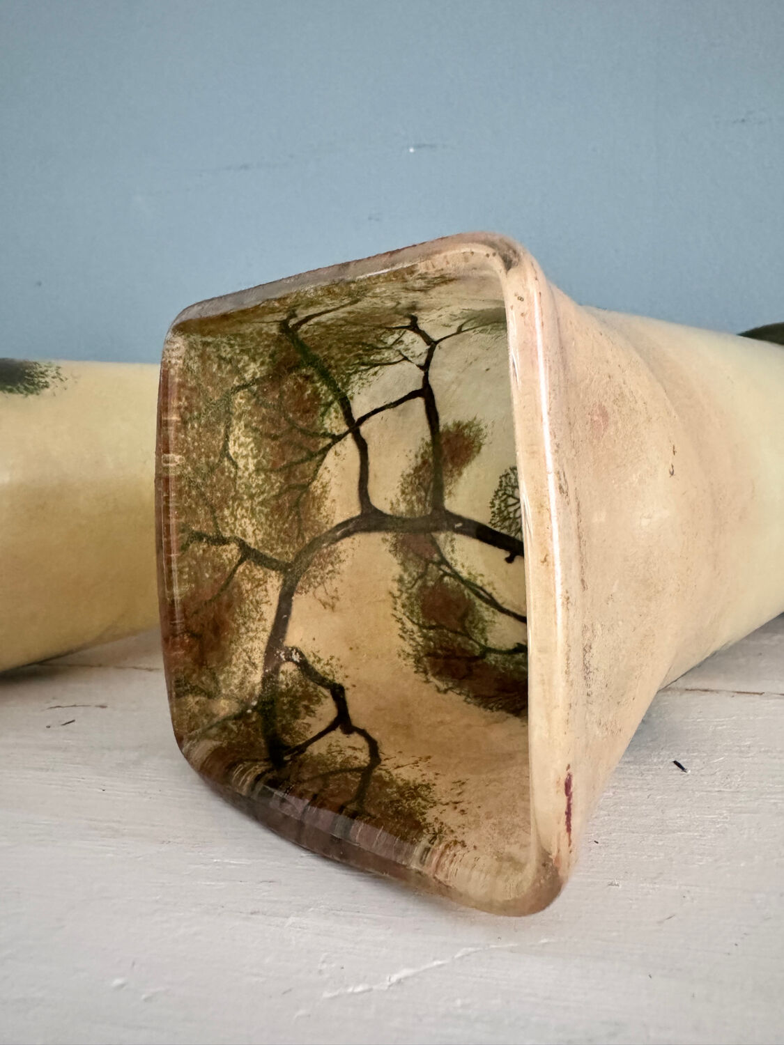 Pair of Legras 1900 enamelled glass vases