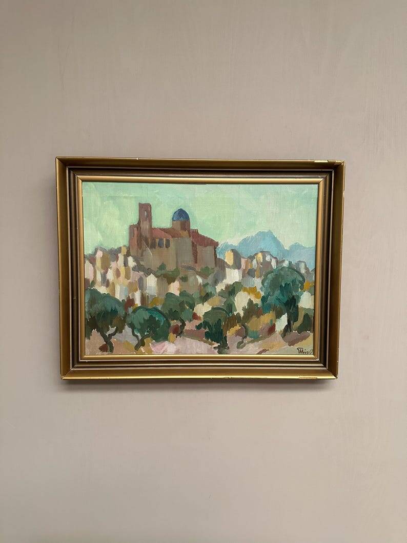 Original  Swedish Oil on Canvas – “Southern City” by Bengt Ellis, Signed