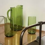 Drinks service (carafe and 6 glasses, Italy) from the 60s/70s