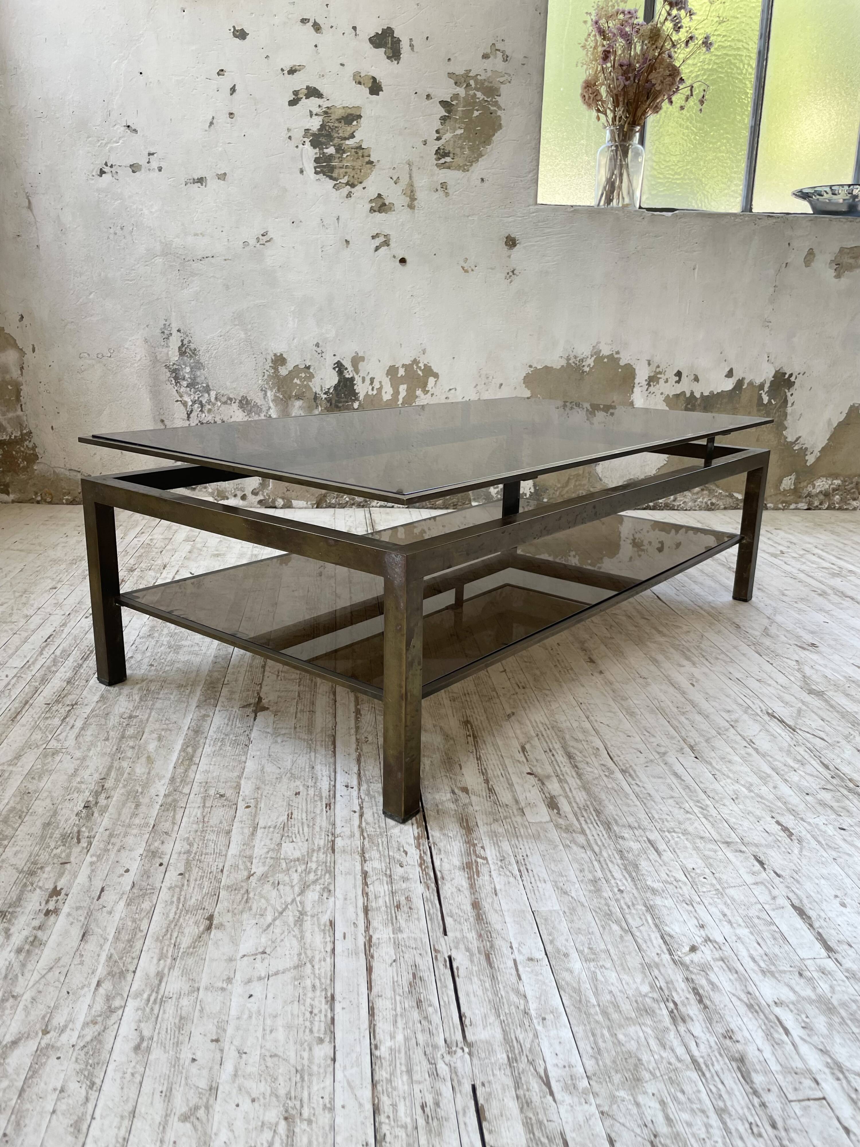 Brass coffee table attributed to Guy Lefevre for Maison Jansen