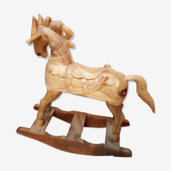 Horse rocking in solid wood