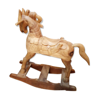 Horse rocking in solid wood