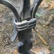 Large brutalist candlestick in handcrafted wrought iron