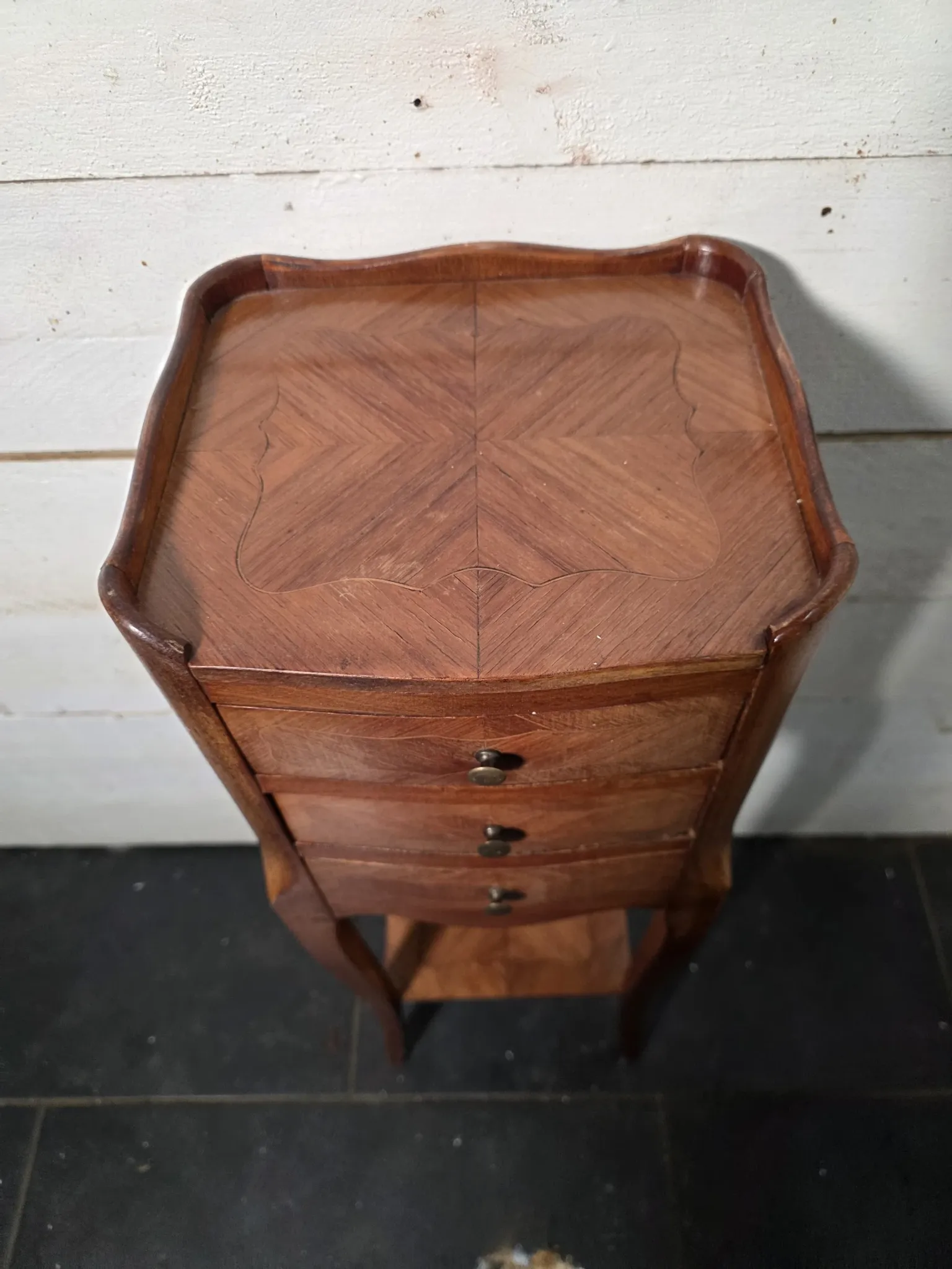 Louis XV style bedside table in marquetry