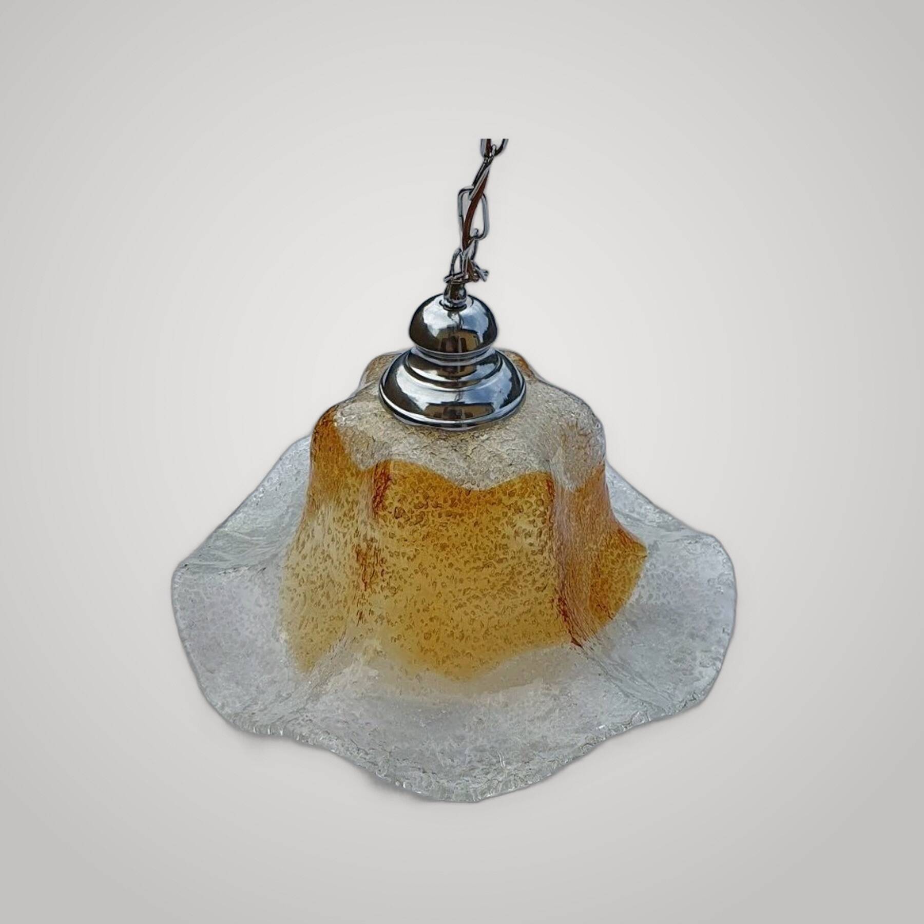 Vintage Flower Suspension Lamp Murano Glass Mazzega Italy 1960s/70s
