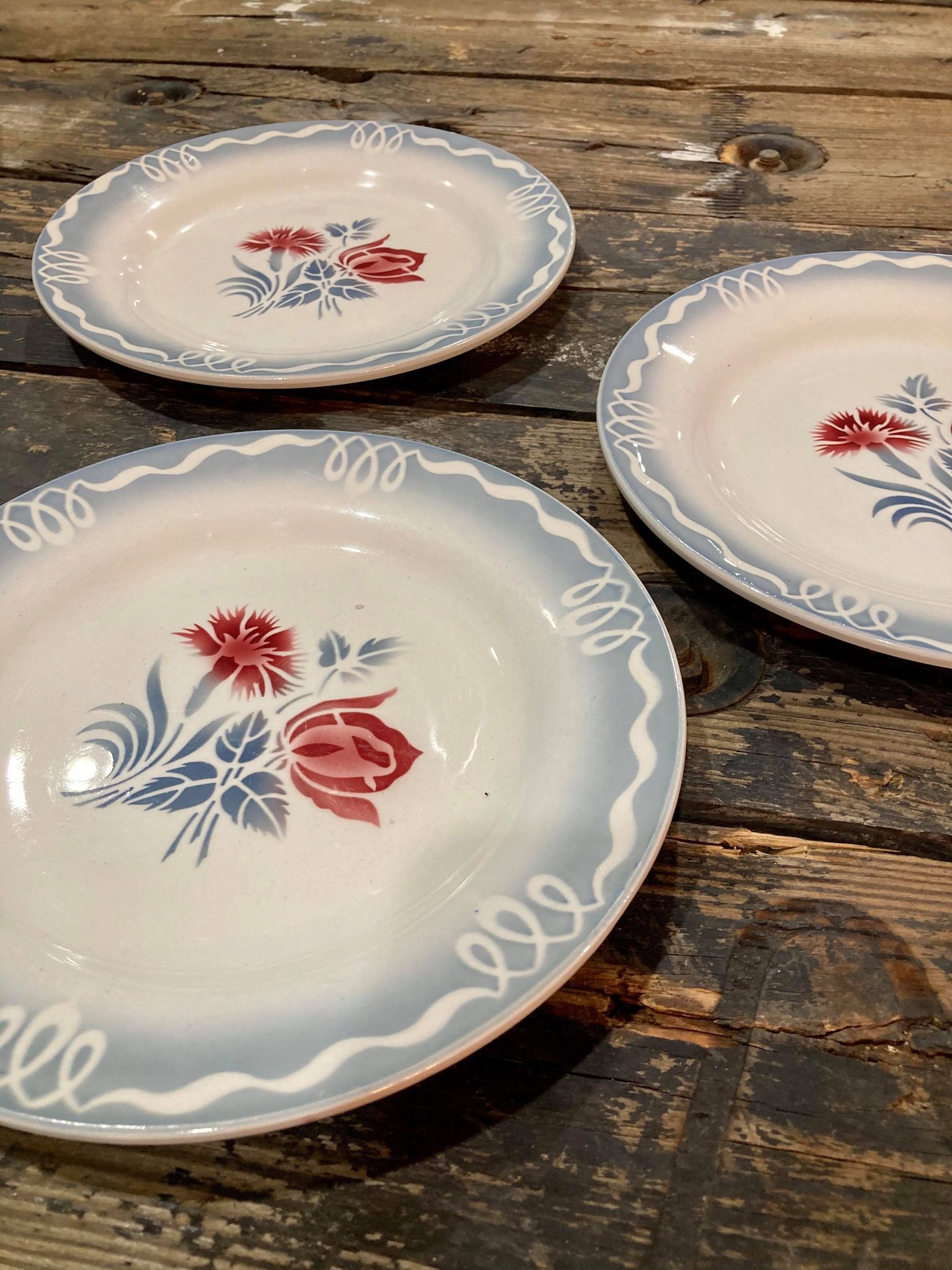 Lot 3 plates Digoin Sarreguemines model Juliette