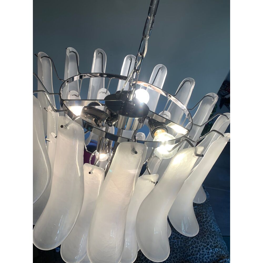 Frosted “selle” murano glass cascade chandelier