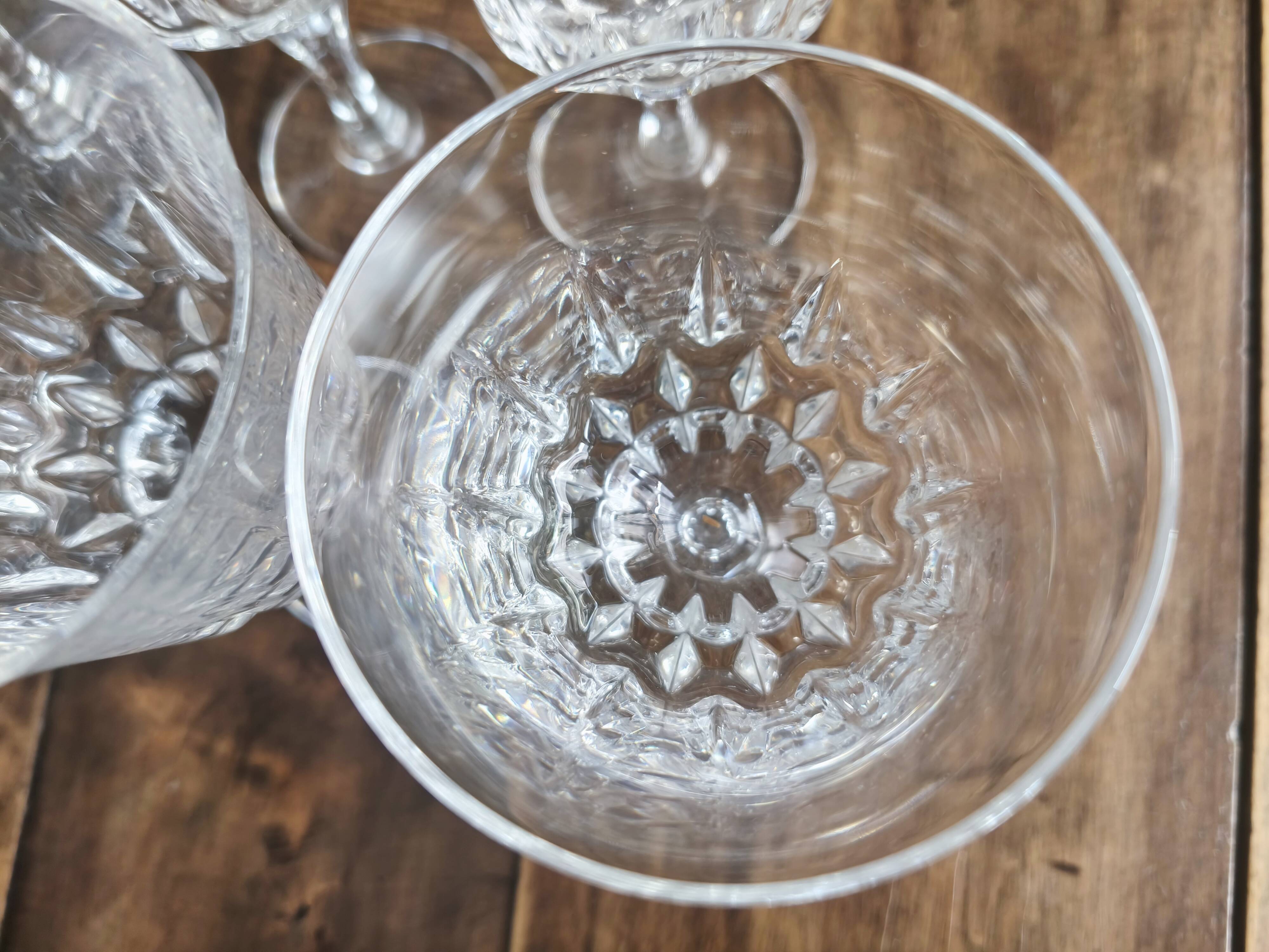 Set of 12 molded glass white wine glasses