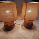 2 rattan bedside lamps