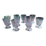 set of 10 engraved crystal liqueur glasses from the 1930s