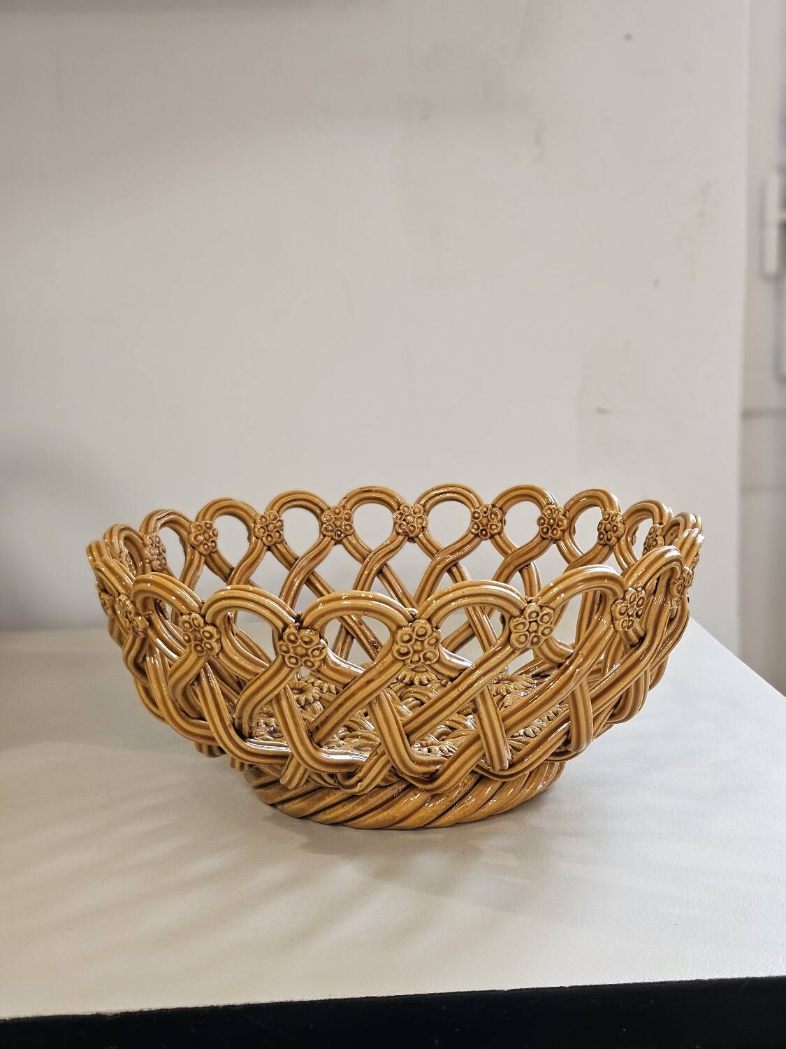 Woven ceramic basket