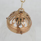 Brass and etched glass french pendant light