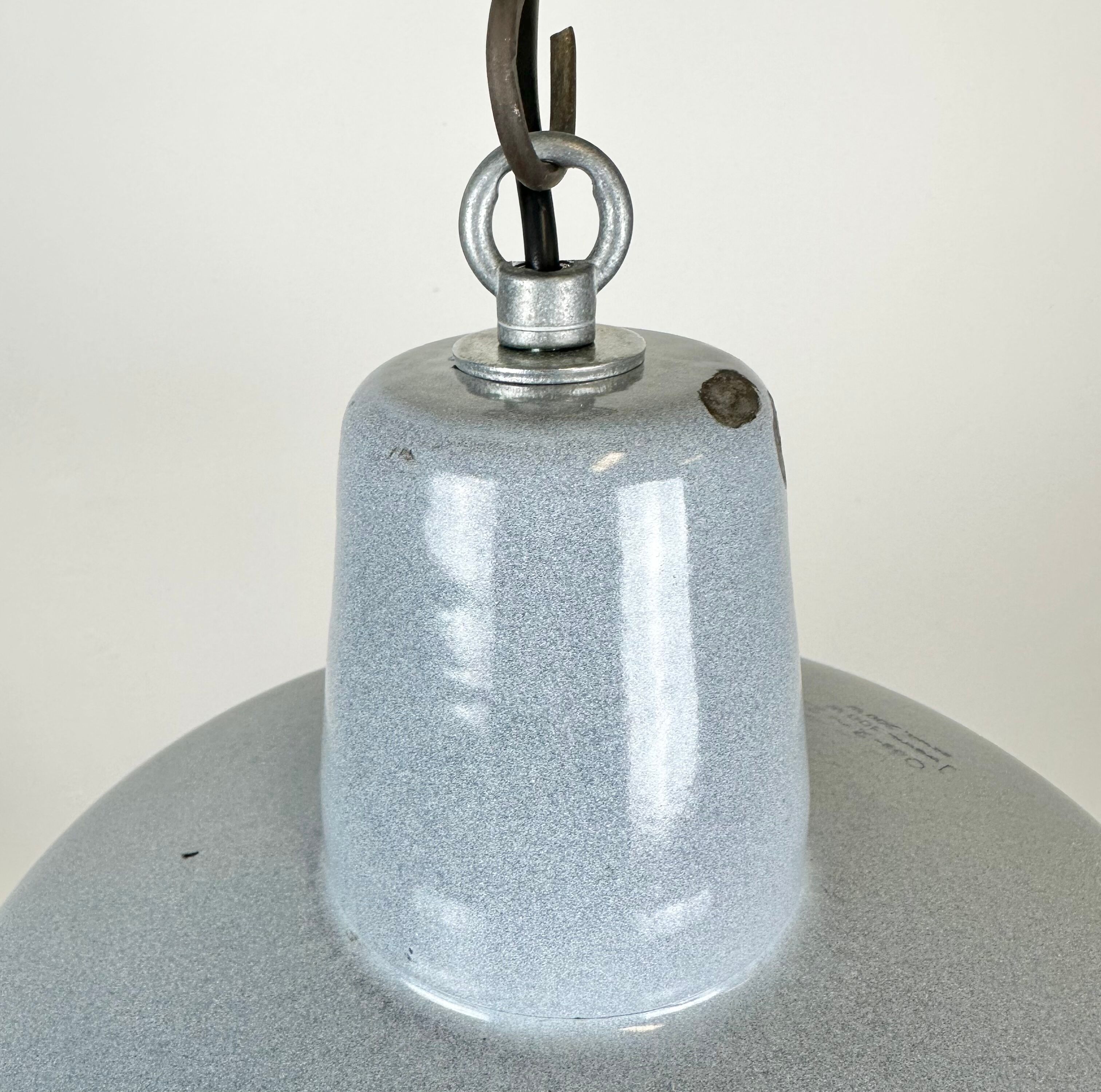 Industrial grey enamel factory pendant lamp, 1960s