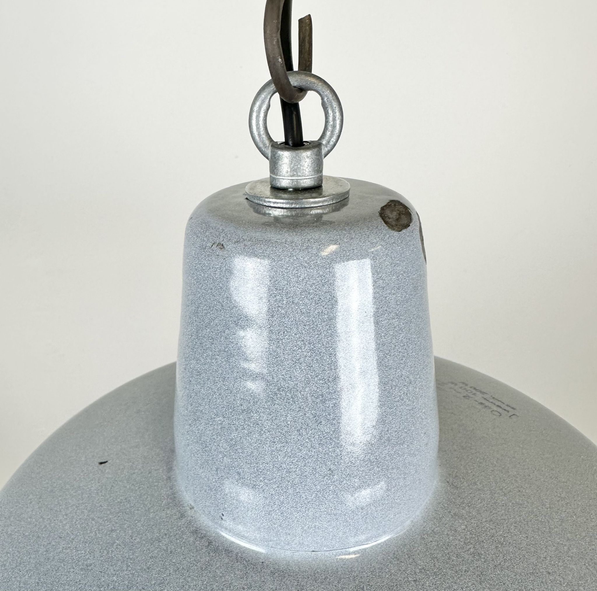 Industrial grey enamel factory pendant lamp, 1960s