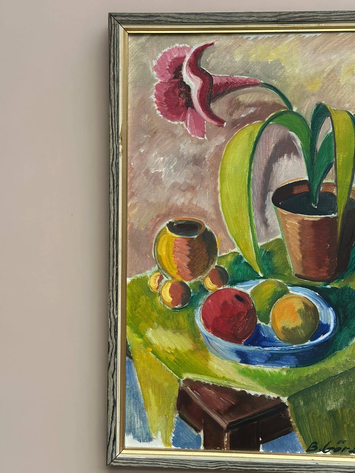 Original Swedish Oil on Canvas – “Flowers and Fruit” by Bror Göransson