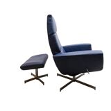 Leather arm chair with footstool