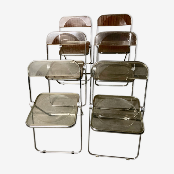 Set of 6 chairs Plia Giancarlo Piretti for Castelli 1960