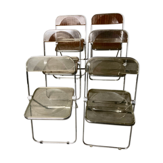 Set of 6 chairs Plia Giancarlo Piretti for Castelli 1960