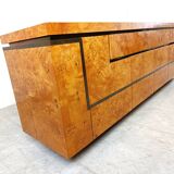Burl wood credenza by Jean Claude Mahey, 1970s