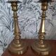 Pair of large candlesticks in gilded brass, 19th century.
