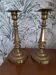 Pair of large candlesticks in gilded brass, 19th century.