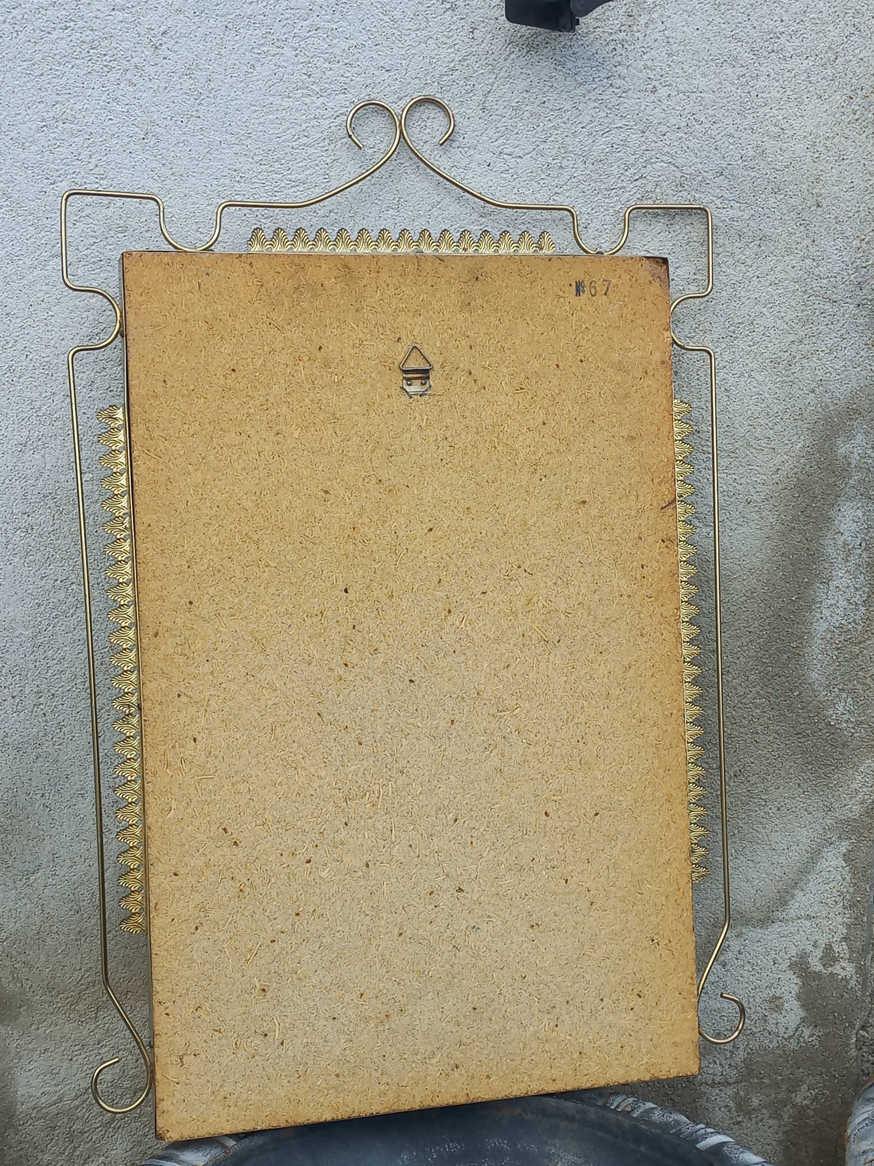 Vintage 1950s neoclassical style gold metal mirror