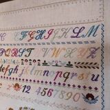 French vintage very large cross stitch sample exercise, 1977