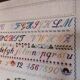 French vintage very large cross stitch sample exercise, 1977
