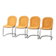 Set of 4 vintage Gastone Rinaldi chairs in chromed steel and yellow fabric, 1970s modernism
