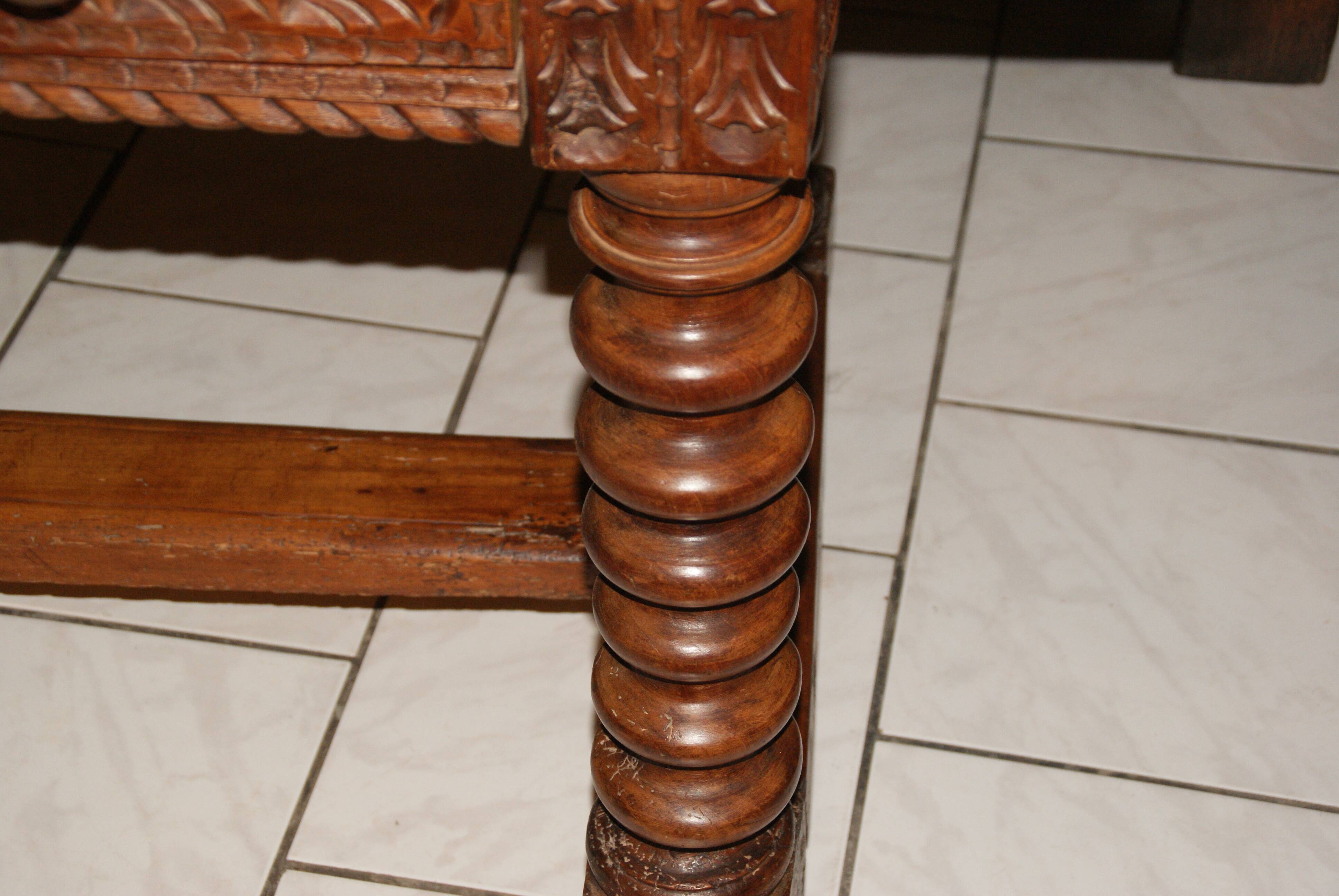 SAVOYARD CHALET TABLE, carved, with two drawers, late 18th century