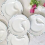 Set of 5 asparagus plates, Hamage, 1930, French manufacture, rare, art deco