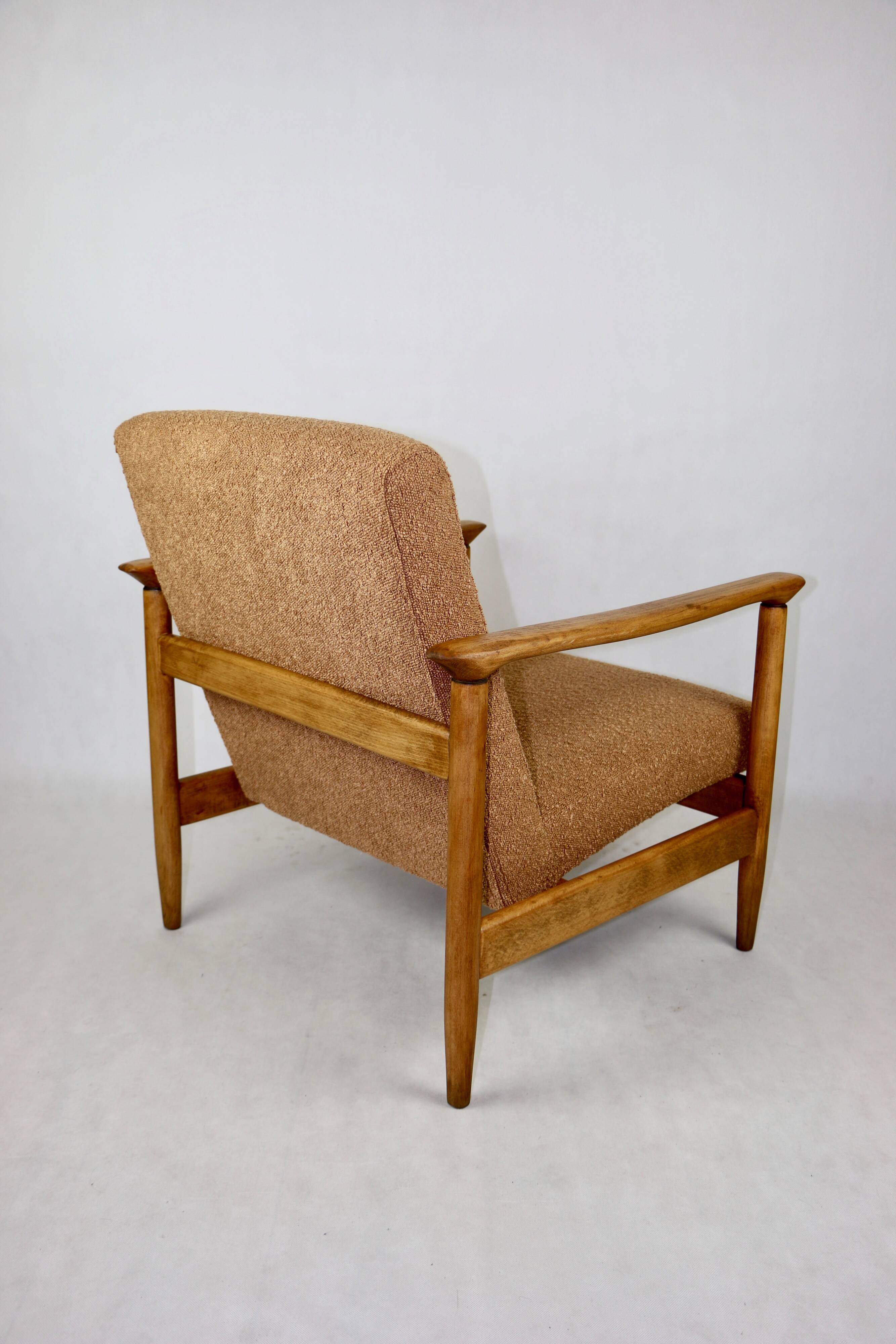 GFM-142 Armchair in Coral Gold Bouclé attributed to Edmund Homa, 1970s