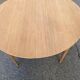 Table à manger scandinave ronde extensible décapée en teck brut 1950
