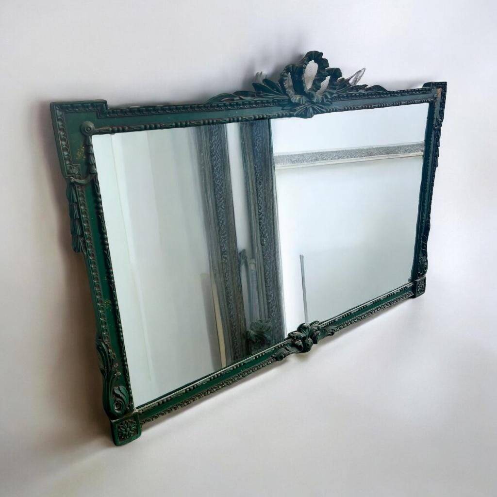 Vintage green XL mirror / wall mirror