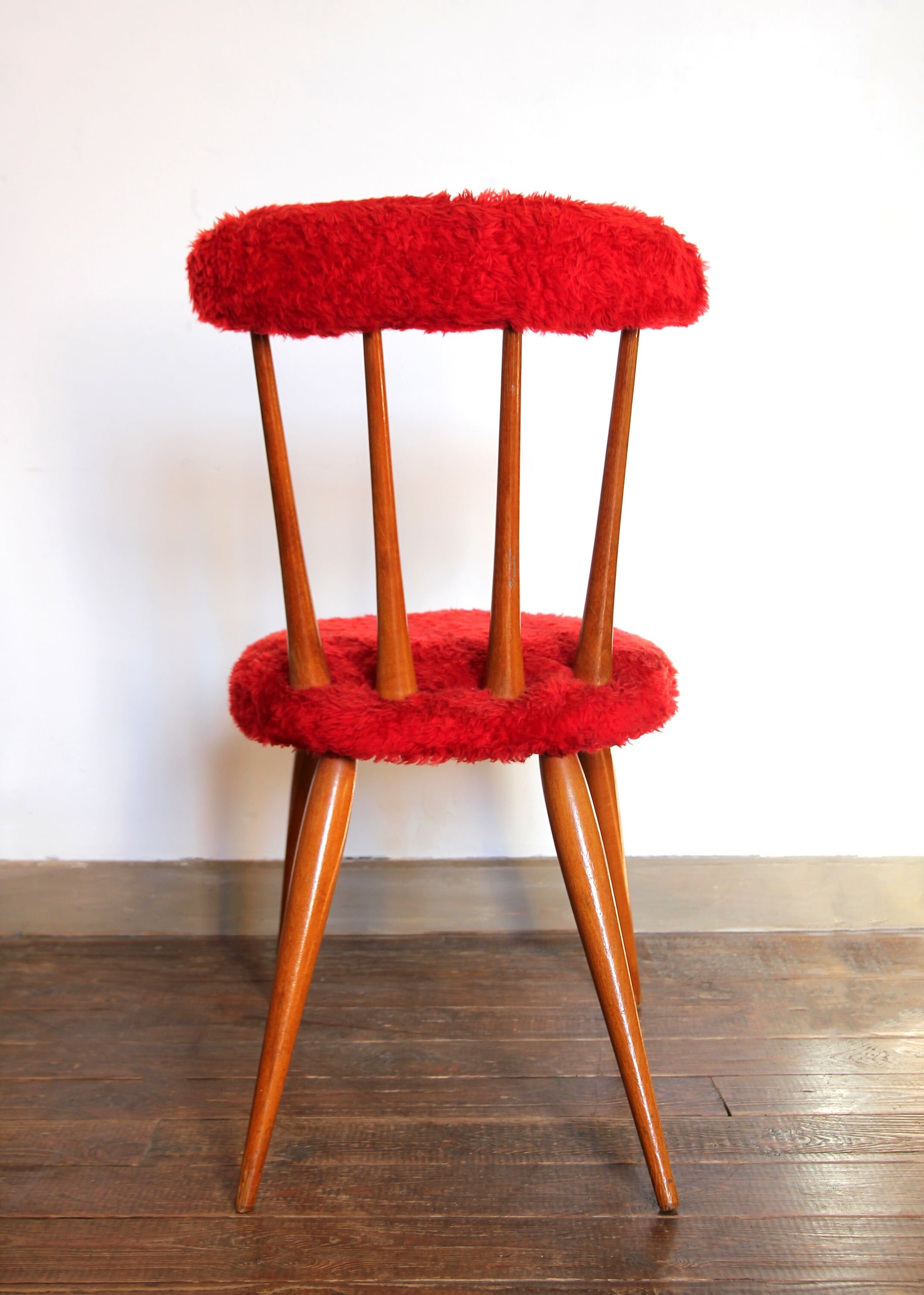 Vintage red furry chair
