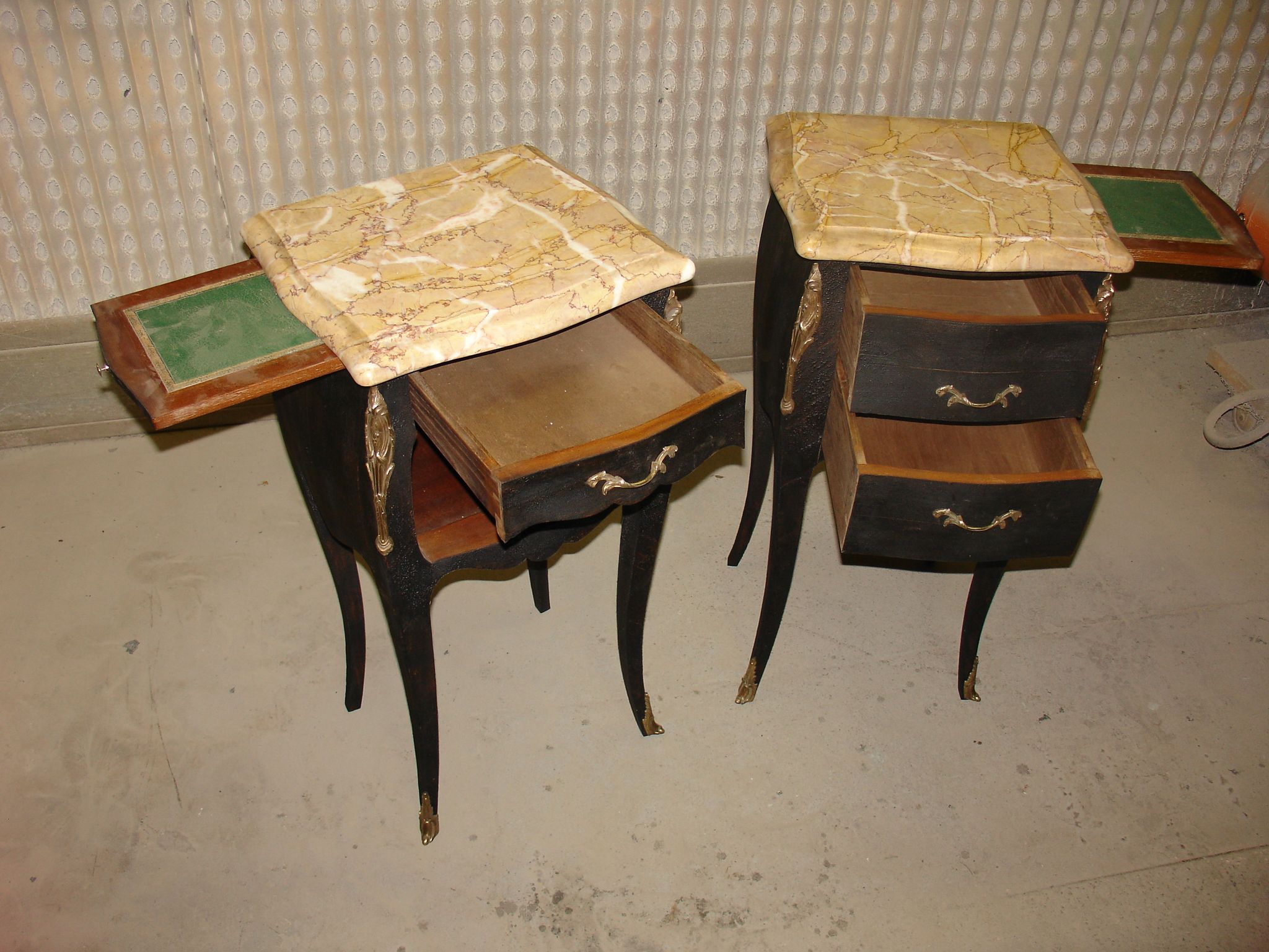 Pair of nightstands of style Louis XV makeover Shou-sugi-ban
