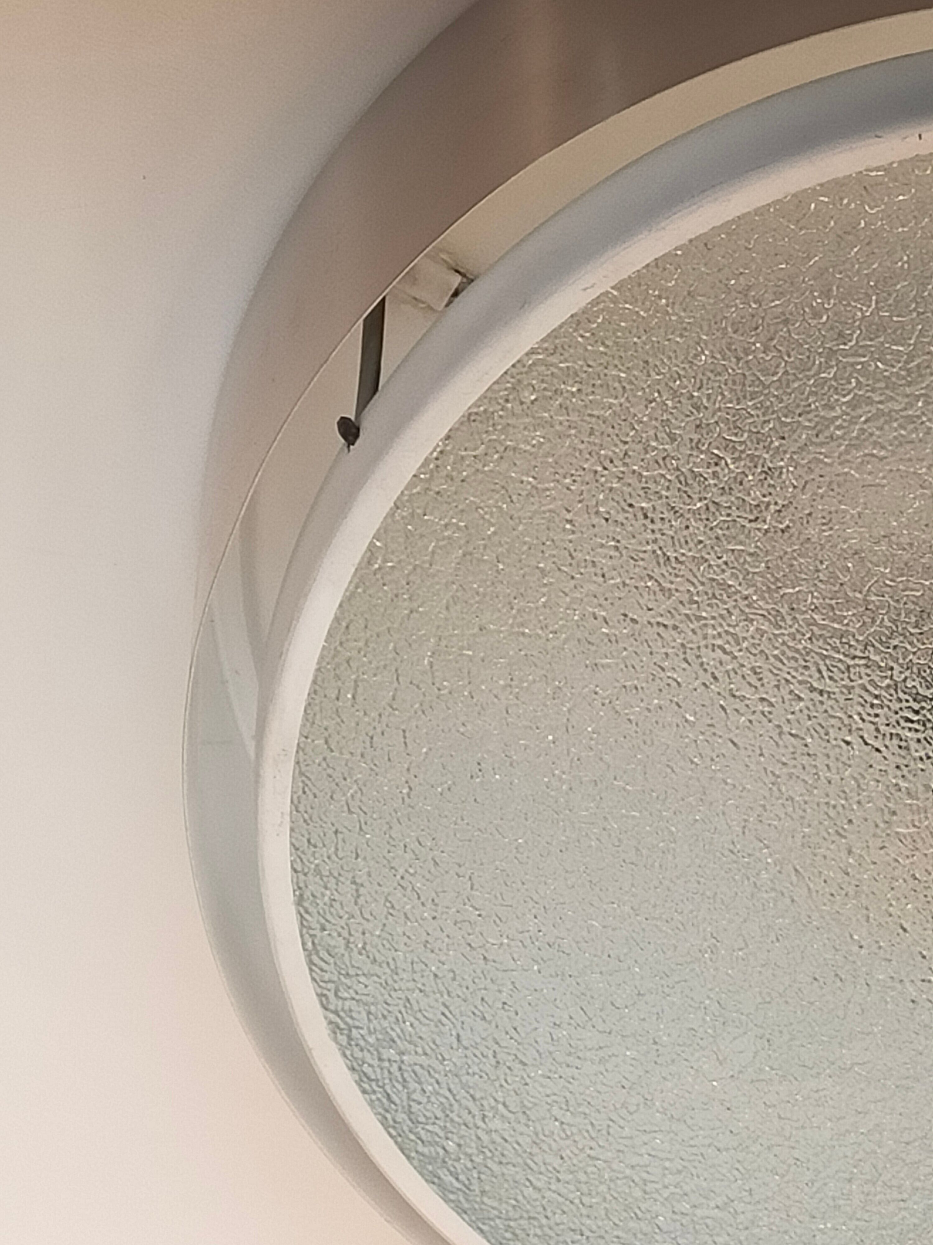 Glass and aluminum ceiling lamp, 1960