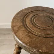 Antique tripod stool, solid wood, turned wood.