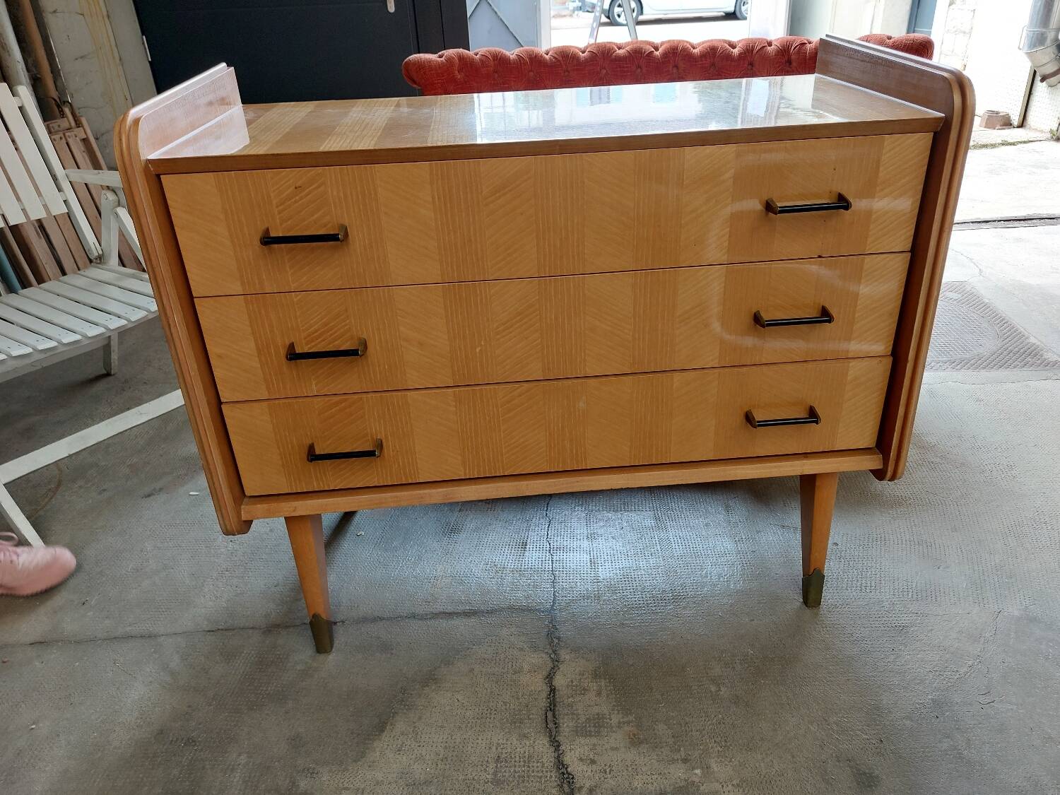 1960s chest of drawers with compass feet